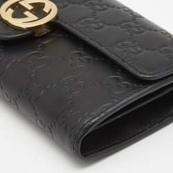 Gucci Black Guccissima Leather GG Icon Continental Wallet