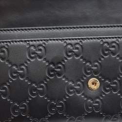 Gucci Black Guccissima Leather GG Icon Continental Wallet