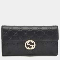 Gucci Black Guccissima Leather GG Icon Continental Wallet