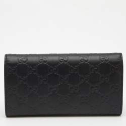 Gucci Black Guccissima Leather GG Icon Continental Wallet