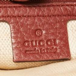Pre Owned Gucci Red/Beige GG Canvas and Leather Medium Supreme Web Dressage Tote