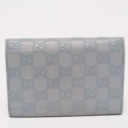 Gucci Light Blue Guccissima Leather Trifold Flap Wallet