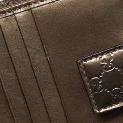 Gucci Light Brown Microguccissima Patent Leather Metal Bar French Wallet