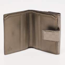 Gucci Light Brown Microguccissima Patent Leather Metal Bar French Wallet