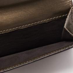 Gucci Light Brown Microguccissima Patent Leather Metal Bar French Wallet