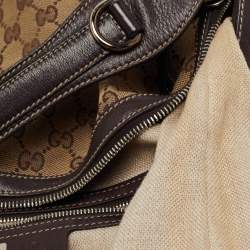 Pre Owned Gucci Brown/Beige GG Canvas Medium Icon Bit Hobo