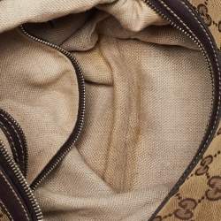 Pre Owned Gucci Brown/Beige GG Canvas Medium Icon Bit Hobo
