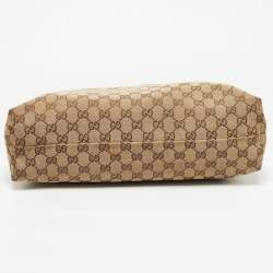 Pre Owned Gucci Brown/Beige GG Canvas Medium Icon Bit Hobo