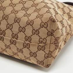 Pre Owned Gucci Brown/Beige GG Canvas Medium Icon Bit Hobo