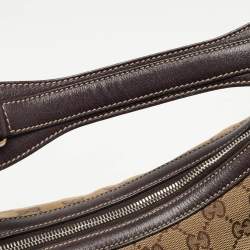 Pre Owned Gucci Brown/Beige GG Canvas Medium Icon Bit Hobo
