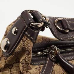 Pre Owned Gucci Brown/Beige GG Canvas Medium Icon Bit Hobo