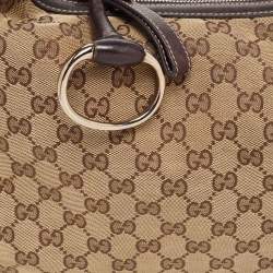 Pre Owned Gucci Brown/Beige GG Canvas Medium Icon Bit Hobo