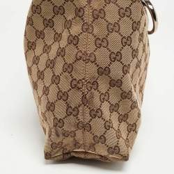 Pre Owned Gucci Brown/Beige GG Canvas Medium Icon Bit Hobo