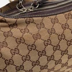 Pre Owned Gucci Brown/Beige GG Canvas Medium Icon Bit Hobo