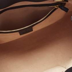 Pre Owned Gucci Black/Beige Bee Print GG Supreme Canvas Medium Padlock Shoulder Bag