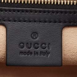 Pre Owned Gucci Black/Beige Bee Print GG Supreme Canvas Medium Padlock Shoulder Bag