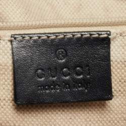 Pre Owned Gucci Black/Beige Diamond Canvas and Leather Medium Sukey Tote