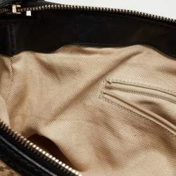 Pre Owned Gucci Black/Beige Diamond Canvas and Leather Medium Sukey Tote