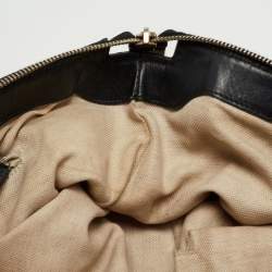 Pre Owned Gucci Black/Beige Diamond Canvas and Leather Medium Sukey Tote