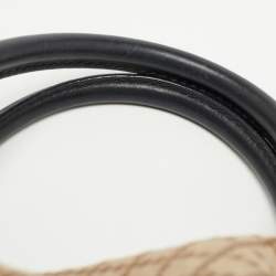 Pre Owned Gucci Black/Beige Diamond Canvas and Leather Medium Sukey Tote