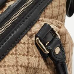 Pre Owned Gucci Black/Beige Diamond Canvas and Leather Medium Sukey Tote