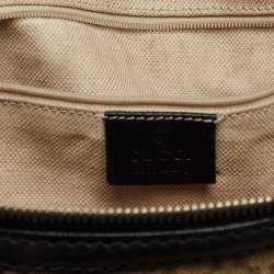 Pre Owned Gucci Black/Beige Diamond Canvas and Leather Medium Sukey Tote