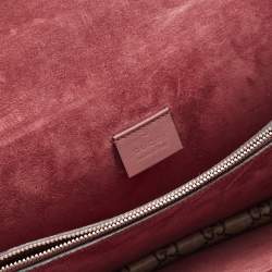 Pre Owned Gucci Burgundy/Beige GG Supreme Canvas and Suede Small Blooms Dionysus Shoulder Bag