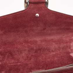 Pre Owned Gucci Burgundy/Beige GG Supreme Canvas and Suede Small Blooms Dionysus Shoulder Bag