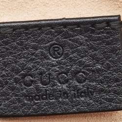 Pre Owned Gucci Black Leather Mini Web Ophidia GG Round Shoulder Bag