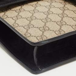 Pre Owned Gucci Black/Beige GG Supreme Canvas and Suede Dionysus Belt Bag