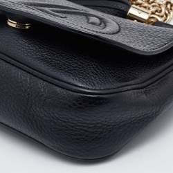 Pre Owned Gucci Black Leather Soho Flap Chain Crossbody Bag