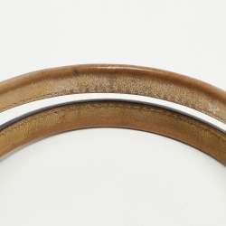 Pre Owned Gucci Gold/Brown GG Satin and Leather Princy Tote