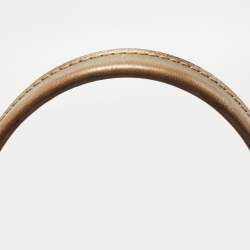 Pre Owned Gucci Gold/Brown GG Satin and Leather Princy Tote