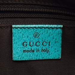 Pre Owned Gucci Beige/Green GG Canvas and Leather Hobo