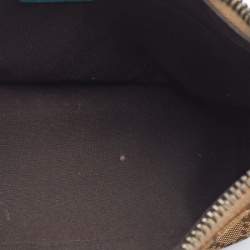 Pre Owned Gucci Beige/Green GG Canvas and Leather Hobo