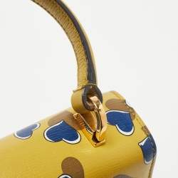 Pre Owned Gucci Yellow/Blue Leather Shanghai Heartbeat Top Handle Bag