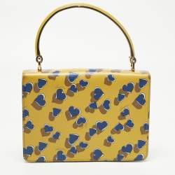 Pre Owned Gucci Yellow/Blue Leather Shanghai Heartbeat Top Handle Bag
