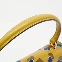 Pre Owned Gucci Yellow/Blue Leather Shanghai Heartbeat Top Handle Bag