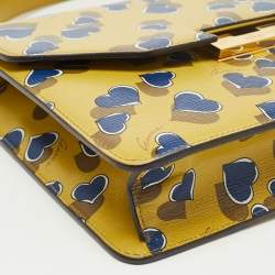 Pre Owned Gucci Yellow/Blue Leather Shanghai Heartbeat Top Handle Bag