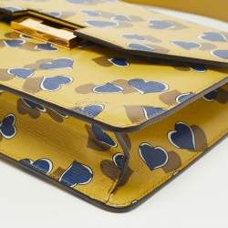 Pre Owned Gucci Yellow/Blue Leather Shanghai Heartbeat Top Handle Bag