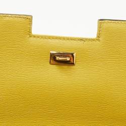 Pre Owned Gucci Yellow/Blue Leather Shanghai Heartbeat Top Handle Bag