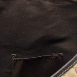 Pre Owned Gucci Brown/Beige GG Crystal Canvas and Leather Large Princy Tote