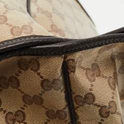 Pre Owned Gucci Brown/Beige GG Crystal Canvas and Leather Large Princy Tote