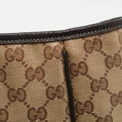 Pre Owned Gucci Brown/Beige GG Crystal Canvas and Leather Large Princy Tote