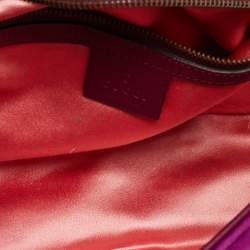 Pre Owned Gucci Magenta Matelassé Velvet Small GG Marmont Shoulder Bag