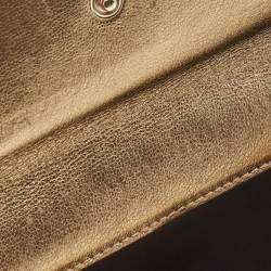 Gucci Gold/Beige GG Canvas and Leather Flap Continental Wallet