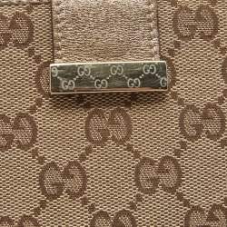 Gucci Gold/Beige GG Canvas and Leather Flap Continental Wallet