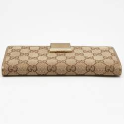 Gucci Gold/Beige GG Canvas and Leather Flap Continental Wallet