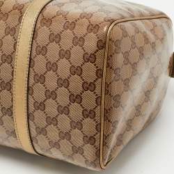 Gucci Gold/Beige GG Crystal Canvas and Leather Medium Joy Boston Bag