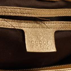 Gucci Gold/Beige GG Crystal Canvas and Leather Medium Joy Boston Bag